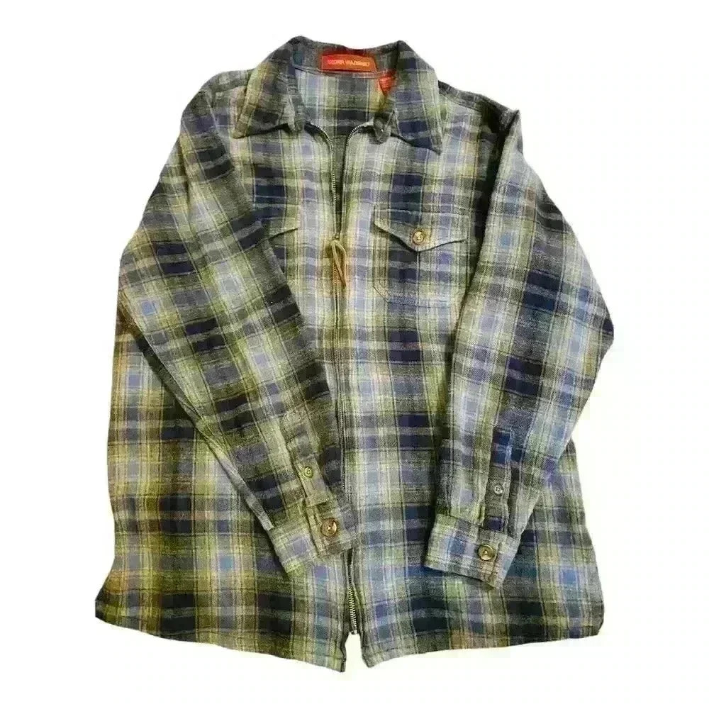Gloria Vanderbilt Women’s M Vintage Plaid  Flannel Shirt Jacket Blue